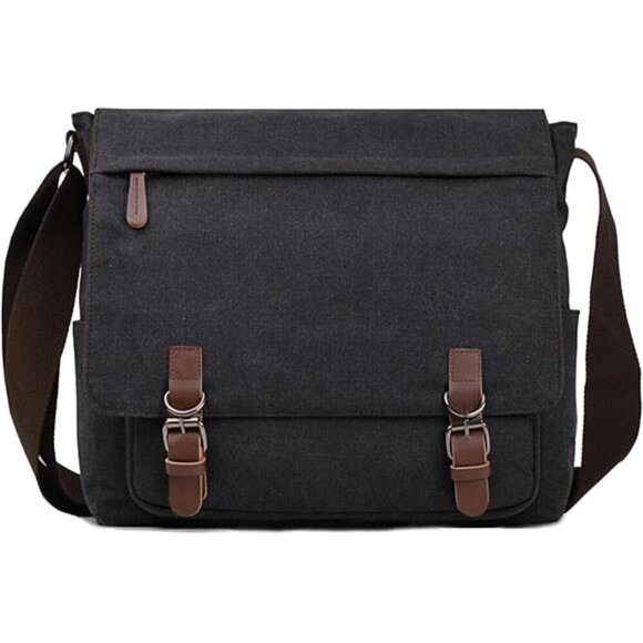 Canvas MessengerBag for Men Women,Travel Satchel Shoulderbag 15.6Inch Laptop Bag - Picture 7 of 7